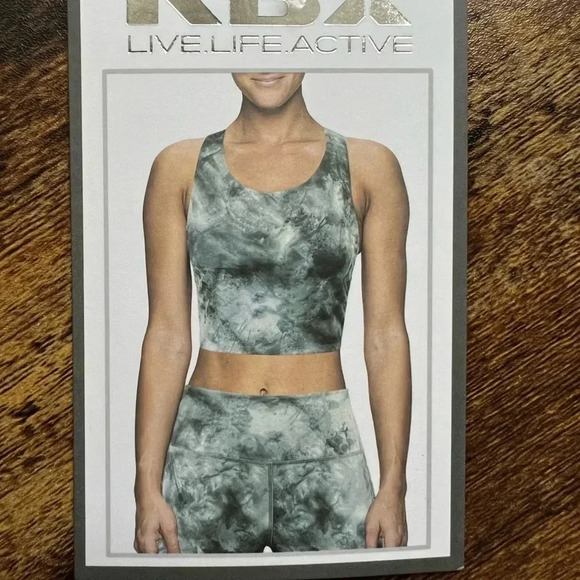 RBX womens crop exercise top. Ice Flowers. Size: L - Picture 3 of 11